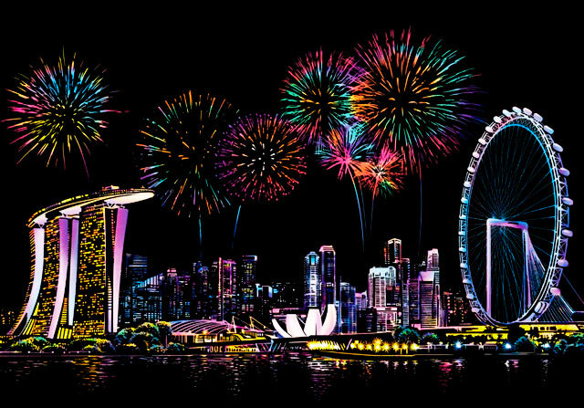 Tableau à gratter-Lumières nocturnes