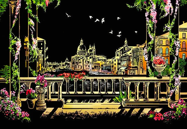 Tableau à gratter-Lumières nocturnes